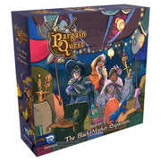 Bargain Quest: Black Market - Black Market expansion featuring fantasy characters and market items in a vibrant scene.