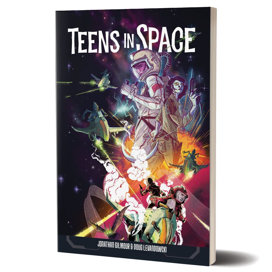 Teens in Space - Paperback book cover titled "Teens in Space" featuring illustrated astronauts in colorful space suits against a cosmic.