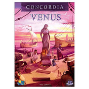 Concordia: Venus PLUS - Concordia Venus PLUS board game box featuring classical statue and ancient ships at sunset with purple and pink tones.