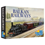 Balkan Railways - Balkan Railways board game box with vintage train illustration and Rio Grande Games logo.
