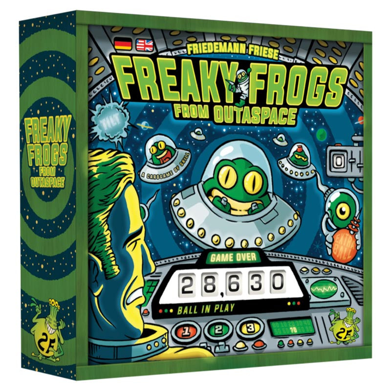 Freaky Frogs from Outaspace - Freaky Frogs from Outaspace card game box with green alien frog illustration and retro spaceship control panel design.