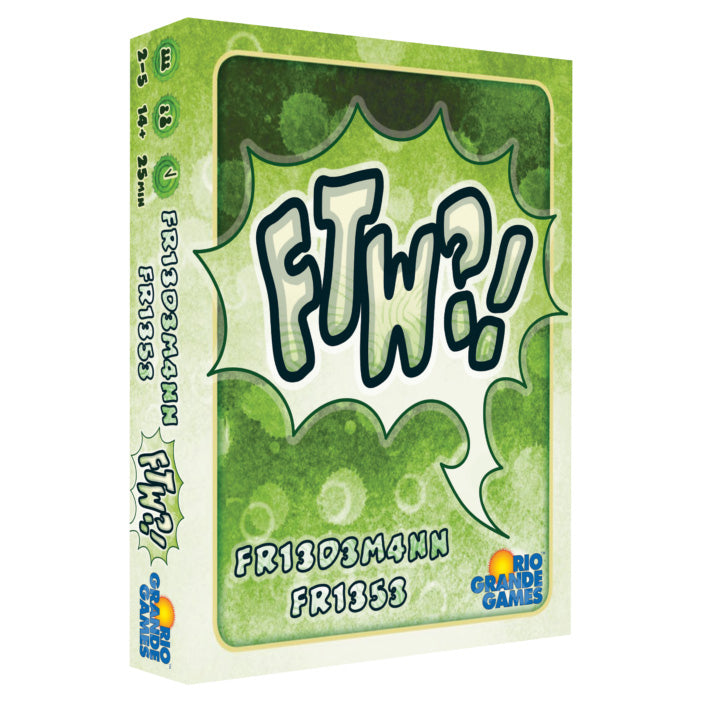 FTW?! - Green rectangular box with bold white and black comic-style text "FTW?!" and playful abstract background, labeled as a card.