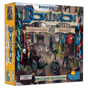 Dominion: Cornucopia & Guilds 2nd Edition - Dominion Cornucopia & Guilds 2nd Edition board game box featuring medieval market scene with villagers and banners.