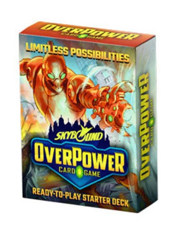 OverPower CCG: Skybound: Starter Deck (Limitless Possibilities) - Colorful OverPower CCG starter deck box featuring vibrant orange dragon artwork and bold blue and yellow text designs.
