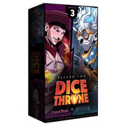 Dice Throne: S2: Artificer Vs Cursed Pirate - Dice Throne Season Two game box featuring stylized pirate and scientist characters in red, brown, blue, and white.