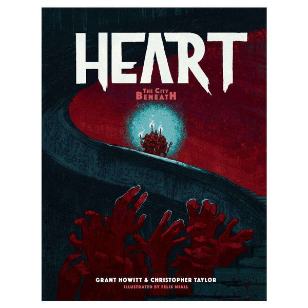 Heart: The City Beneath Core Rules 2024 - The City Beneath" with reaching hands and a lit candle cluster silhouette.