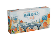 Railroad Tiles: Forest Expansion - Colorful rectangular box with illustrated autumn forest scenery, a train crossing a stone bridge, and the title Railroad.