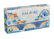 Railroad Tiles: World Expansion - Rectangular game box with blue and orange vintage-style cityscape artwork, labeled Railroad Tiles World Expansion.