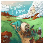 Creature Caravan - Colorful illustrated game box art showing a covered wagon with creatures traveling on a winding path through green hills.