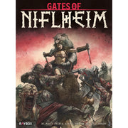 Gates of Niflheim: Box Set (PREORDER) - Box set cover for Gates of Niflheim featuring a warrior holding a weapon amidst undead foes, dark red background, bold white