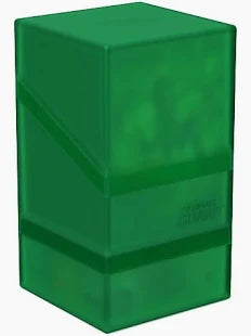 Ultimate Guard Boulder'n'Tray 100+ Green - Tall rectangular translucent green deck box with a smooth matte finish and subtle band detail near the base.