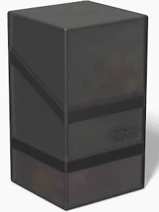 Ultimate Guard Boulder'n'Tray 100+ Black - Compact black deck box with rectangular shape and smooth matte finish, branded with subtle logo on front.