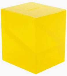 Gamegenic: Bastion 100+ XL Yellow - Bright yellow translucent plastic storage box with smooth surfaces and a cube shape.