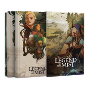 Legend in the Mist: Ravenhome Slipcase Set (PREORDER) - Two hardcover RPG books with fantasy character and forest artwork in muted greens, browns, and beige tones, titled Legend in