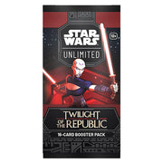 Star Wars: Unlimited - Twilight of the Republic Booster Pack - Star Wars Unlimited Twilight of the Republic booster pack featuring animated character with red lightsaber on black and red.