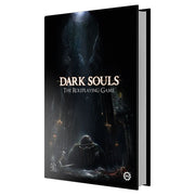 D&D 5E: Dark Souls RPG - Dark Souls RPG hardcover book with dark fantasy cover art featuring a kneeling knight under a shaft of light.