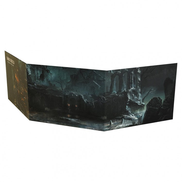 Dungeons & Dragons 5th Edition: Dark Souls Role Playing Game Game Master Screen - Tri-fold game master screen with dark, atmospheric fantasy artwork featuring ruins and a lone armored figure, predominantly.