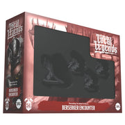 Epic Encounters: Local Legends Beserker Encounter - Dark red and black packaging with fantasy artwork and four detailed black miniature figures inside for a berserker-themed.