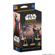 Star Wars: Legion - Separatist Specialists - Star Wars Legion Separatist Specialists game box showing miniature figurines of armored soldiers with weapons against a dark