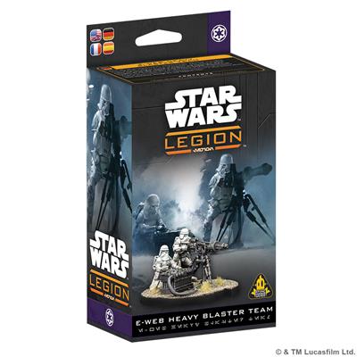 Star Wars Legion: E-Web Heavy Blaster Team - Star Wars Legion E-Web Heavy Blaster Team miniature set box with sci-fi battle scene and detailed weapon figures on front.