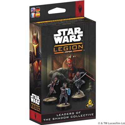 Star Wars: Legion - Leaders of the Shadow Collective - Legion Leaders of the Shadow Collective box featuring miniature figures of Star Wars characters in dynamic battle poses with