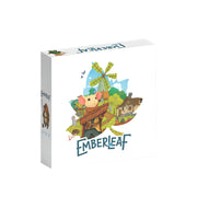 Emberleaf - White square box with colorful fantasy village illustration and blue Emberleaf logo.