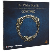 The Elder Scrolls: Betrayal of the Second Era: Summerset Expansion (PREORDER) - Dark blue game box featuring a metallic circular dragon emblem with spikes and detailed scales on the front cover.