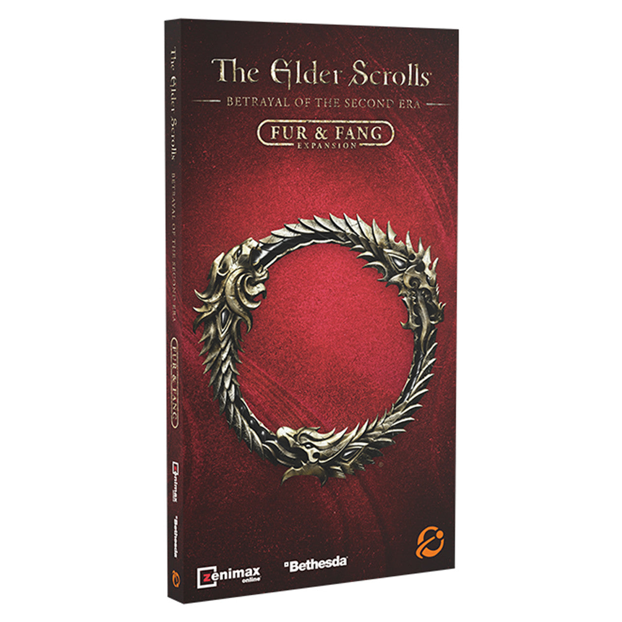 The Elder Scrolls: Betrayal of the Second Era: Fur and Fang Expansion (PREORDER) - The Elder Scrolls Betrayal of the Second Era Fur and Fang Expansion box with a dark red textured background and a detailed.