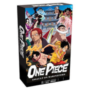 One Piece: Assault on Marine Ford - Rectangular board game box featuring colorful anime characters from One Piece with a Japanese fortress background and bold.