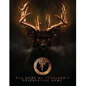 Old Gods of Appalachia RPG: Core Book - Black book cover featuring a glowing bronze stag head with large antlers and circular emblem below titled Old Gods of.