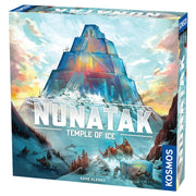 Nunatak: Temple of Ice - Board game box with icy blue temple mountain artwork, bold white title "Nunatak Temple of Ice," and KOSMOS logo on side.