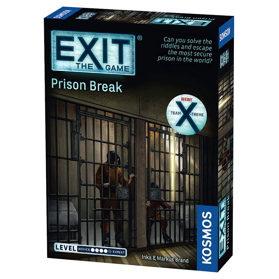 EXIT: Prison Break - Prison Break board game box with dark prison cell design and barred windows, labeled for family puzzle games.