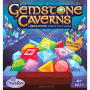 Gemstone Caverns - Colorful multi-shaped translucent dice and gems spill from a cavern entrance against a blue fantasy background.