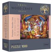 Magical Chamber 1000 Piece Woodcraft Puzzle - Colorful 1000-piece wooden puzzle box featuring a vibrant magical chamber illustration with glowing orbs and intricate.