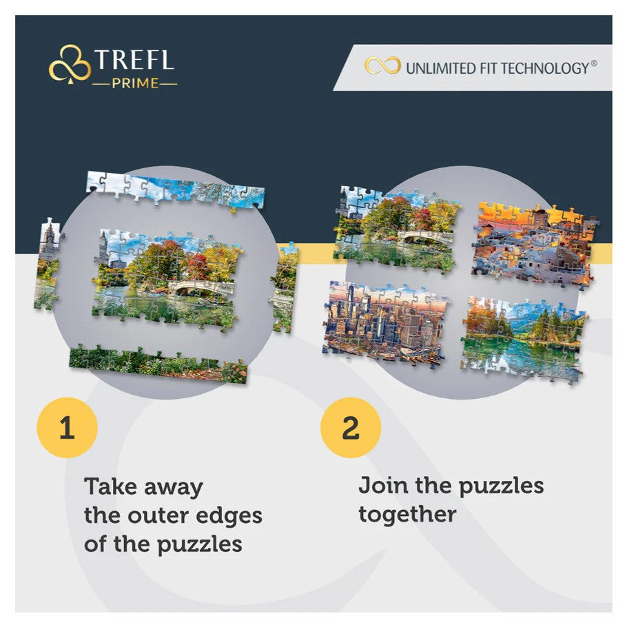 Romantic Vernazza, Italy 1500 Piece Puzzle - Partially assembled Vernazza, Italy puzzle with colorful coastal village scene, 1500 pieces shown on a dark surface.