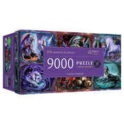 Anne Stokes Fantasy Creatures 9000 Piece Puzzle - 9000-piece puzzle box featuring colorful fantasy creatures including dragons, unicorns, and a knight in detailed artwork.