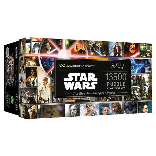 Puzzle: Star Wars: Universe Epic Collec 13500 Piece - Rectangular box featuring Star Wars characters collage with black background, labeled 13,500-piece puzzle.