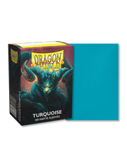 Dragon Shield 100ct Box - Matte Turquoise - Dragon Shield 100 count box with turquoise matte card sleeves and fantasy dragon artwork on packaging.