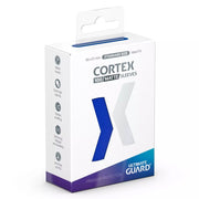Ultimate Guard Cortex Deck Protectors Matte 100 Count Blue - White and blue rectangular box packaging for Ultimate Guard Cortex matte card sleeves, 100 count.