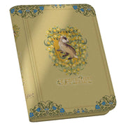 Ultimate Guard Zipfolio 160+ Binder: Harry Potter 4 Houses - Hufflepuff - Light gold zippered card binder with embossed Hufflepuff badger and floral corner details.