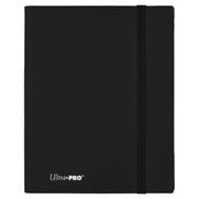 Ultra Pro Eclipse 9-Pocket Pro Binder - Jet Black - Jet black card binder with smooth finish, elastic closure strap, and Ultra PRO logo at bottom corner.