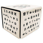 Deck Box: Alcove Flip: Magic the Gathering: 30th Anniversary - Cream-colored rectangular deck box with black Magic the Gathering 30th anniversary symbols printed in a grid pattern on the.