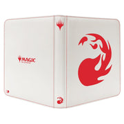 Binder: 12-Pocket: PRO: Magic the Gathering: Mana 8 Mountain - White binder with red Magic the Gathering logo and large red stylized flame design on front cover.