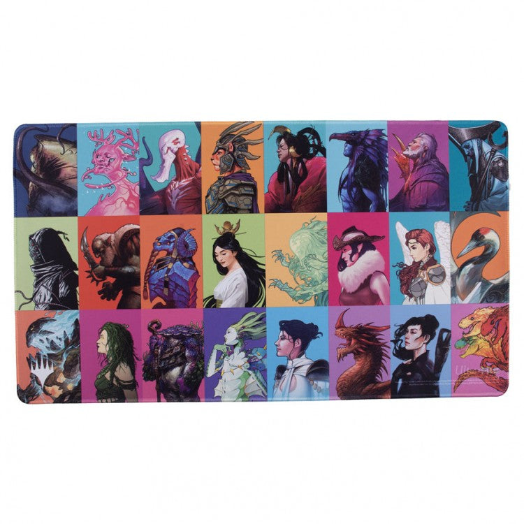 Ultra Pro Playmat -Magic the Gathering: Commander Masters: White S - Rectangular playmat with colorful illustrated panels of fantasy characters, likely from Magic the Gathering.