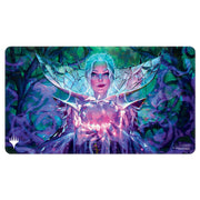 Ultra Pro Playmat - Wilds of Eldraine - Holofoil - Rectangular playmat with vibrant blue and purple hues featuring a mystical female figure with glowing hands, surrounded by.