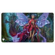 Ultra Pro Playmat - Wilds of Eldraine - Tegwyll - Playmat with vivid fantasy artwork featuring a fairy with glowing purple wings and red flowing robes in a mystical forest.
