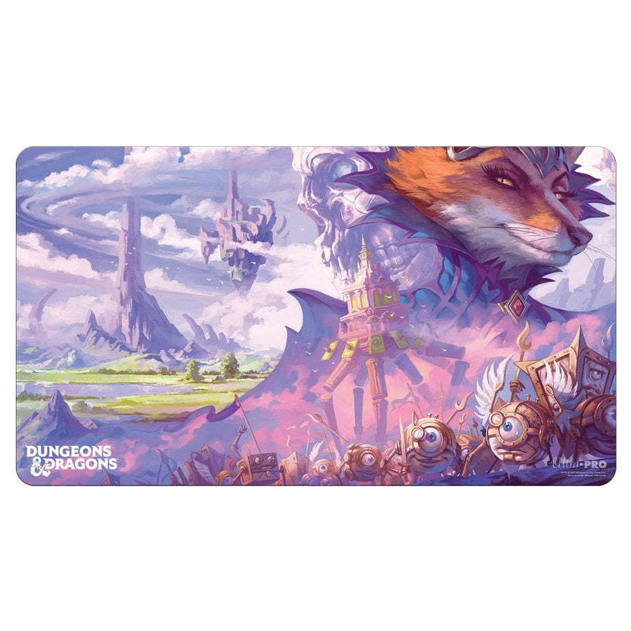 Playmat: Dungeons & Dragons: Planescape V1 - Rectangular Dungeons & Dragons playmat with fantasy landscape, featuring a large fox-like creature, floating islands, and.