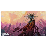 Playmat: Dungeons & Dragons: Planescape V3 - Rectangular Dungeons & Dragons Planescape playmat with dark fantasy figure in spiked crown against purple and orange misty.