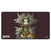 Playmat: Dungeons & Dragons: Planescape Stitched 2 - Dark maroon rectangular playmat featuring a detailed fantasy female character with spiked armor and a crown, Dungeons &.