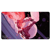 Playmat: Magic the Gathering: Secret Lair: Lightning Greaves - Rectangular playmat featuring dynamic artwork of red armored boots with lightning effects, set against a cosmic background.